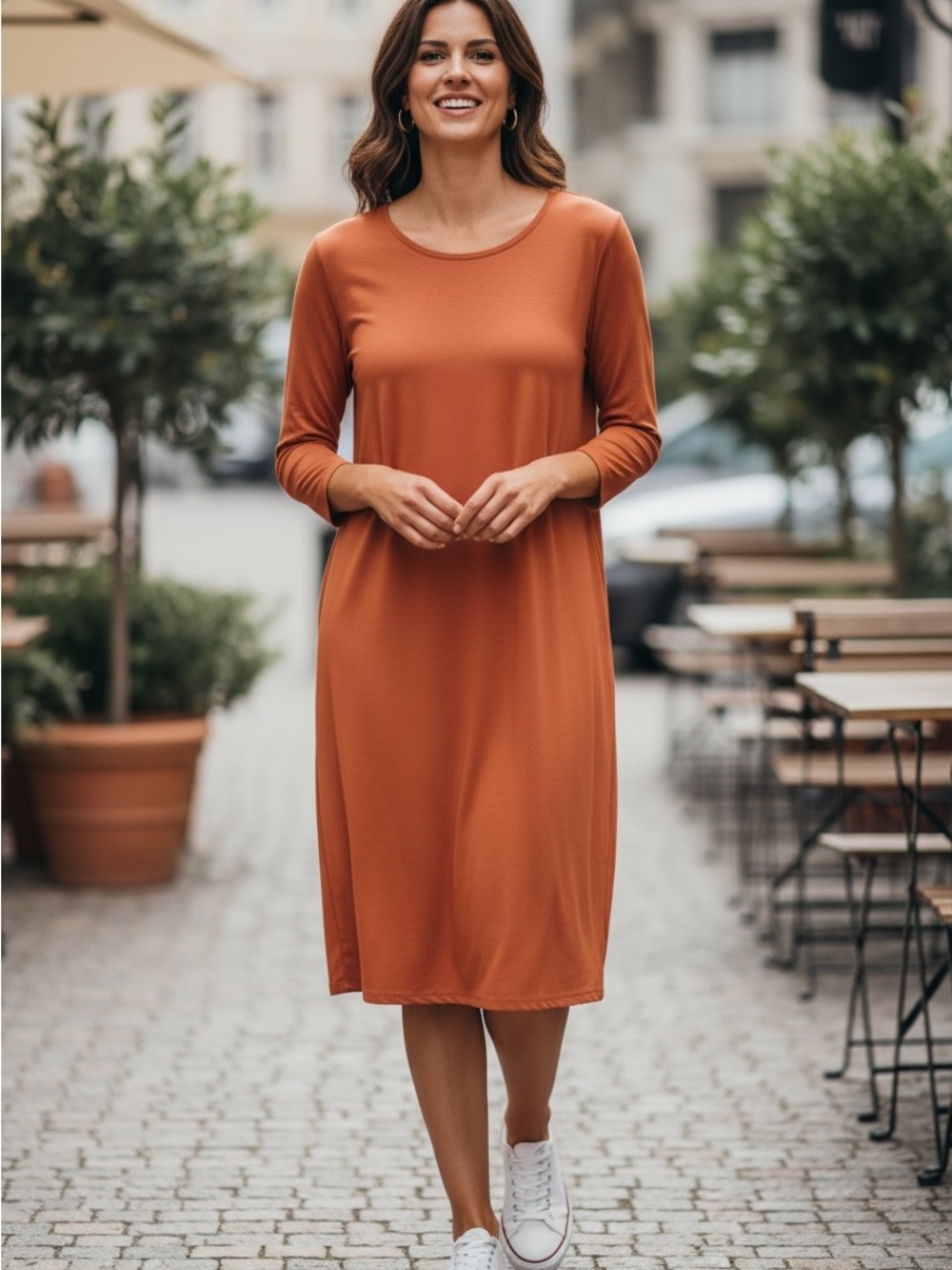 Bonbon XL Chic Long Sleeve Orange Dress - Picture 1 of 5